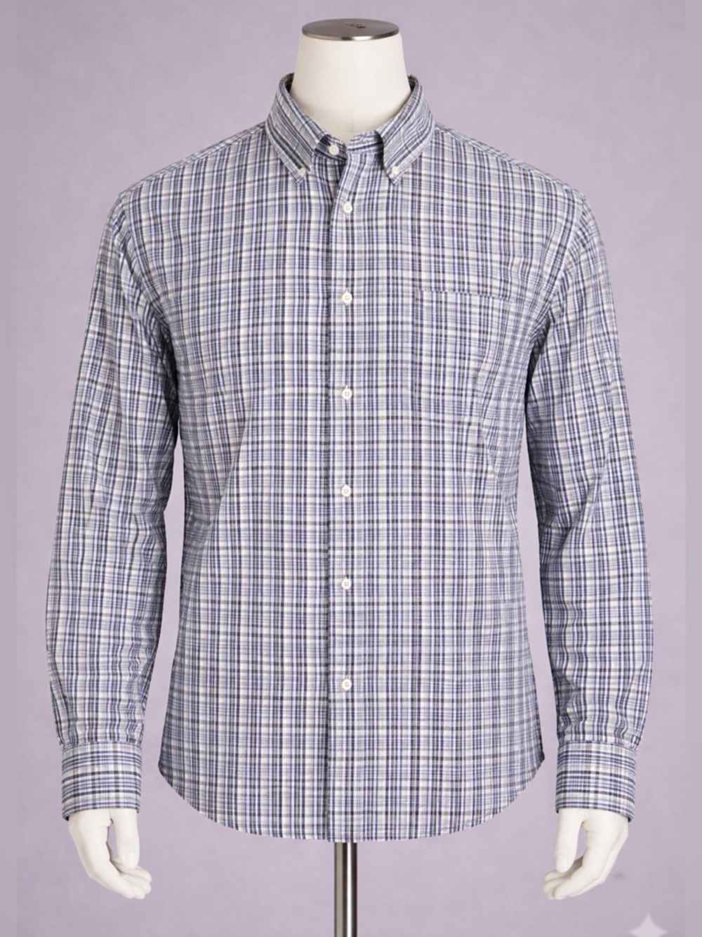 Peter Millar Shirt Mens Medium Blue Plaid Long Sleeve Button Up Cotton Dress